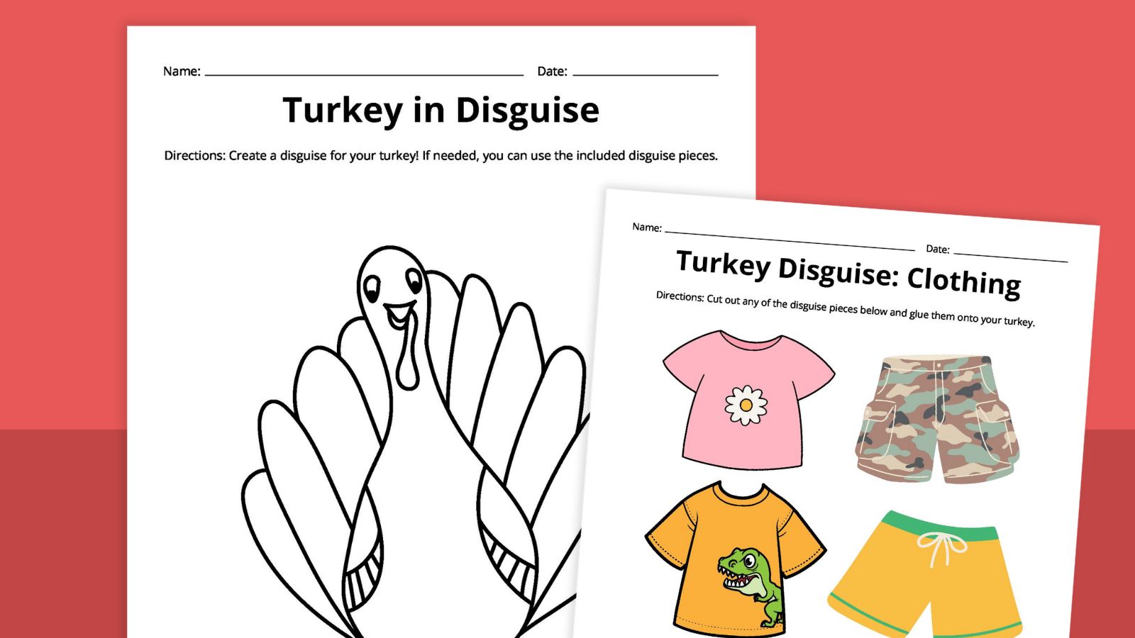 free printable turkey disguise template thanksgiving activity